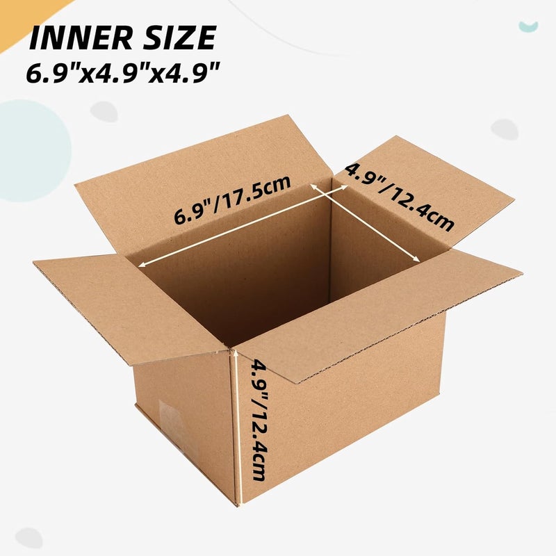 ZBEIVAN Shipping Boxes Mailers 7x5x5 inches Corrugated Cardboard Small Packing Kraft Moving Mailing Box, Pack of 6 - Image 3